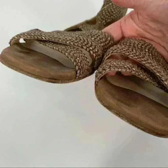 Stuart Weitzman womens flat sandals size 8 brown leather braided gladiator - Picture 9 of 12